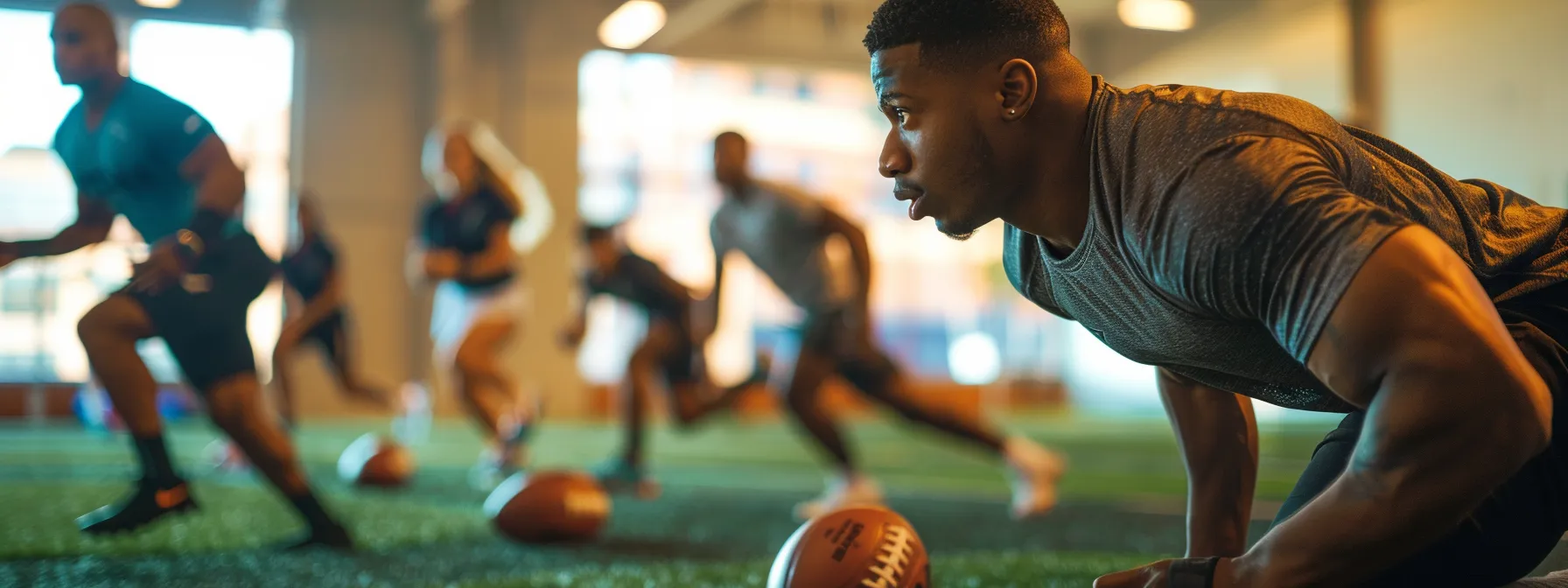 a diverse group of athletes engaging in various activities at a state-of-the-art sports facility, showcasing personalized services and streamlined booking processes for an exceptional customer experience.