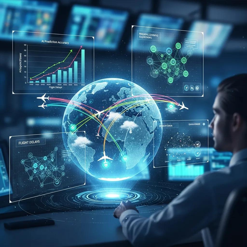 Digital interface showcasing AI integration in air traffic management